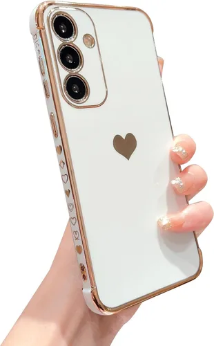 Vista 57 de phylla Funda de teléfono compatible con Samsung Galaxy A12 de 6.5 pulgadas, lindo corazón chapado en oro, elegante funda de lujo para mujer