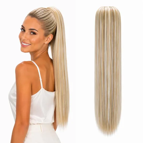 Vista 22 de CAISHA Extensión de cola de caballo de 22" con cordón voluminoso Straigtht negro-marrón PH503