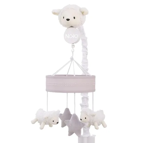 Vista 11 de NoJo Peluche elefante gris y blanco Nubes hinchadas Móvil musical