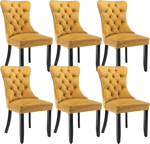 Vista 63 de Juego de 2 sillas de comedor de terciopelo beige, modernas sillas de cocina tapizadas