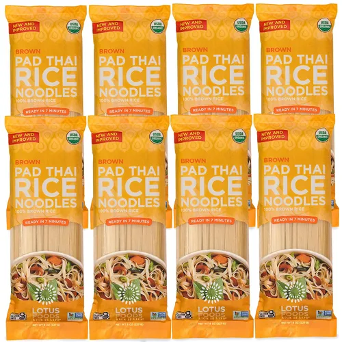 Vista 9 de Lotus Foods Fideos tailandeses orgánicos de arroz integral – Fideos de estilo asiático para salteados, sin gluten, vegano, grano entero, sin OMG
