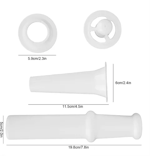 Vista 3 de Accesorio para molinillo de alimentos para batidoras de pie de cocina con empujador universal de alimentos + boquilla de relleno de salchichas +