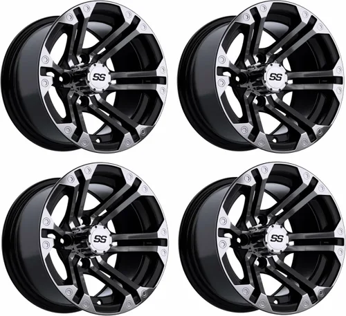 Vista 12 de GTW Specter - Rueda de carrito de golf de aluminio de 10 pulgadas Mecanizado plata/negro