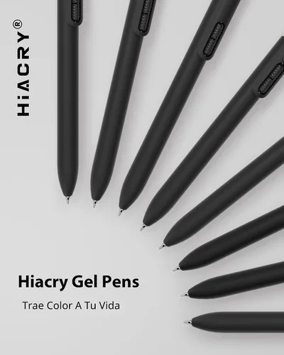 Vista 7 de Hiacry 8 bolígrafos de gel de punta fina de 0.028 pulgadas, tinta negra, escritura suave, secado rápido, larga duración, suministros escolares