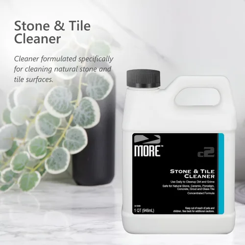 Vista 2 de Más Stone & Tile Streak Free Cleaner Potente, fórmula a base de agua para piedra natural, limpiador diario, sin enjuague [cuarto de galón / 32 oz.]