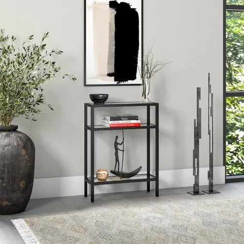 Vista 2 de Henn&Hart Mesa consola rectangular de 22 pulgadas de ancho en bronce ennegrecido, mesa de entrada, mesa decorativa para sala de estar, pasillo