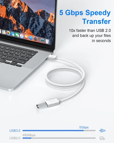 Vista 3 de VCZHS Tech Cable de extensión USB blanco de 1 pie, extensor USB 3.0 para transferencia de datos de alta velocidad y carga rápida, duradero