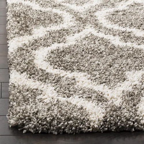 Vista 3 de SAFAVIEH Hudson Shag Collection - Alfombra decorativa de 2 x 3 pies, diseño marroquí, color gris y marfil, no desprende pelusa y de fácil cuidado, 2