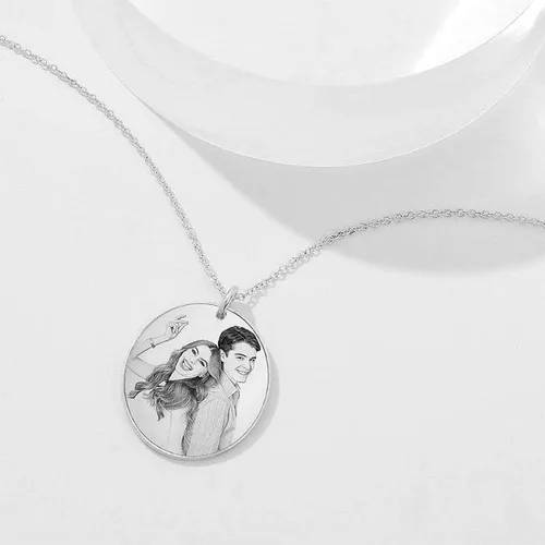 Vista 3 de Collar de plata de ley 925 personalizado con foto de nombre personalizado con palabras grabadas para regalo de cumpleaños del día de la madre