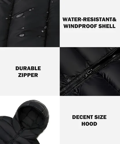 Vista 5 de SOLOCOTE Chaqueta ligera acolchada de plumón para mujer, resistente al agua, abrigo de invierno con capucha
