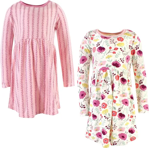Vista 80 de Touched by Nature - Vestidos de manga corta y manga larga de algodón orgánico para niñas pequeñas, bebés y mujeres Manga larga con flores abstractas