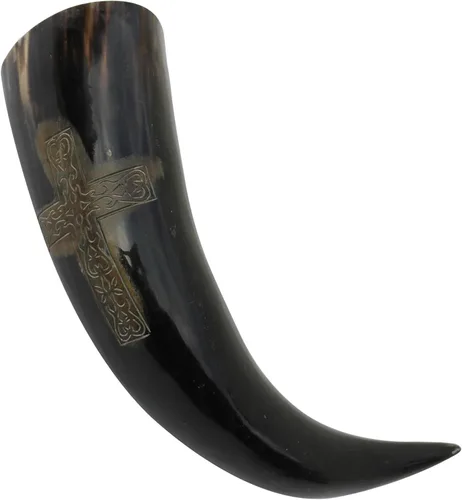 Vista 10 de Armory Replicas Cuerno para beber celta Handfasting - Cuerno natural hecho a mano de 12 a 16 onzas con diseño de cruz quemada