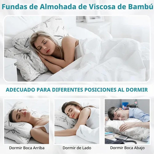 Vista 5 de Hahafelt Funda de almohada cervical refrescante (solo funda de almohada), funda de almohada impermeable de bambú para el cuello, funda de almohada