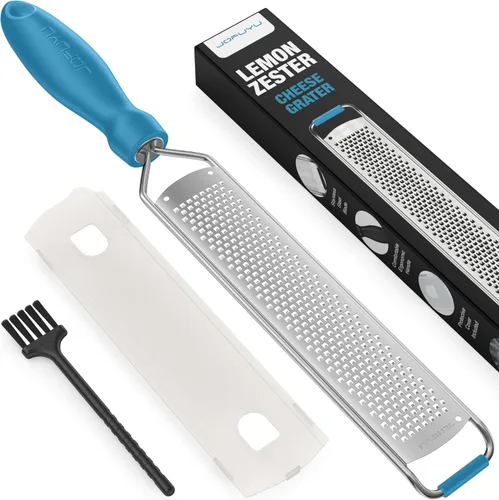 Vista 8 de Rallador de limón y queso – Rallador de acero inoxidable afilado para cítricos, parmesano, ajo, chocolate y jengibre, agarre antideslizante