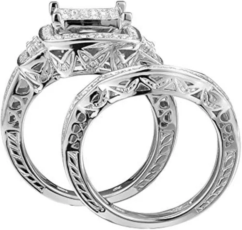 Vista 6 de Anillo de boda de plata de ley 925 de 0,43 quilates de corte redondo de diamante natural, anillo de compromiso de acabado pulido para mujer ajuste