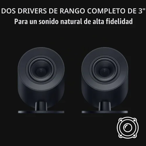 Vista 2 de Razer Nommo V2 X - Altavoces para juegos para PC PS4 PS5, THX Spatial Audio Two 3" Full-Range 2.0 Drivers, Max Sound Pressure, Rear-Facing Bass