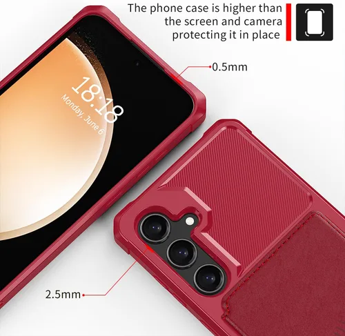 Vista 45 de Funda para Samsung Galaxy S21 Ultra con tarjetero, compatible con soporte magnético para automóvil, resistente a los golpes, resistente, suave, TPU