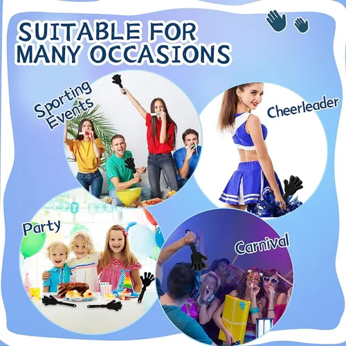 Vista 6 de 36 pinzas de mano negras de 7.5 pulgadas para hacer ruido, regalos de fiesta, plástico para eventos deportivos, bailar, baile, baloncesto, fútbol