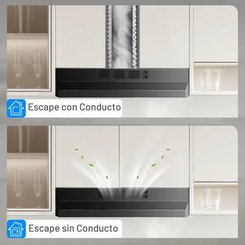 Vista 8 de SNDOAS Campana extractora negra de 24 pulgadas, Campana extractora sin conductos para debajo del gabinete, Campana extractora de cocina de acero