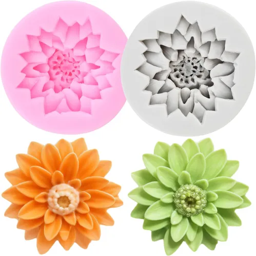 Vista 22 de Moldes de silicona de girasol, molde de fondant de flores para decoración de pasteles, decoración de cupcakes, pasta de caramelo de chocolate, juego