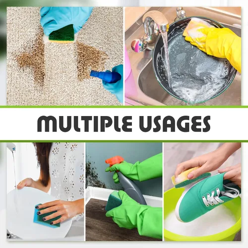 Vista 4 de Esponja para platos de cocina, esponja de limpieza multicolor, almohadilla de fregado de doble cara, no raya, esponja absorbente para lavar platos