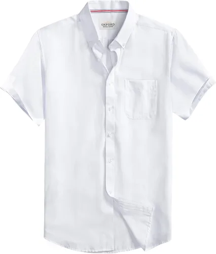 Vista 17 de Camisa Oxford para hombre de manga corta de ajuste normal, camisa casual con botones y bolsillo