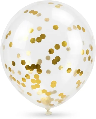 Vista 10 de Globos de látex de confeti, color negro transparente, dorado plateado de 12 Negro y plateado