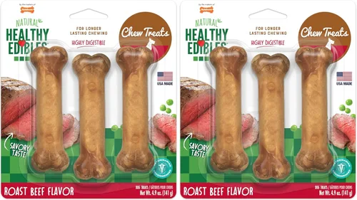 Vista 18 de Nylabone Healthy Edibles Natural Dog Chews - Golosinas masticables de larga duración con sabor a tocino para perros, pequeños/regulares (1 unidad)