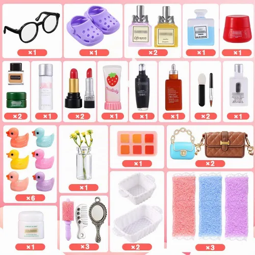 Vista 4 de 92pcs casa de muñecas Mini joyería caja de almacenamiento miniatura Estuche cosmético para casa de muñecas