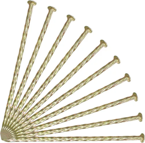 Vista 8 de Paquete de 50/100/150 estacas de jardín de 6 pulgadas, estacas de metal galvanizado dorado macizo no óxido, anclajes en espiral para bordes