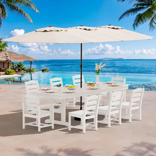 Vista 25 de SERWALL Outdoor 84" HDPE Rectangular Dining Table for 6-8,All-Weather,Aruba