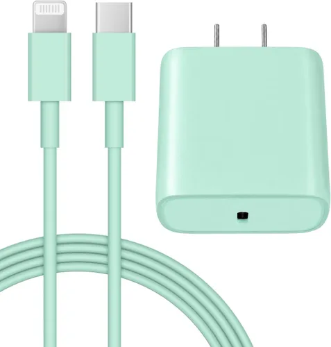 Vista 14 de Cargador de pared USB C de 20 W PD para iPhone 14 13 12 de carga rápida con cable de carga rápida de 1.8 m para iPhone 14/14 Pro/14 Pro Max/14 Azul