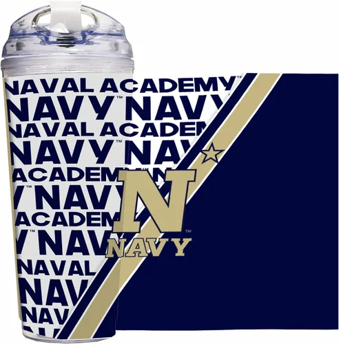 Vista 108 de Rico Industries Taza acrílica NCAA estándar de 24 onzas con tapa con bisagra, taza de doble pared oficialmente licenciada con pajita