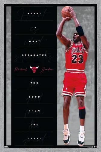 Vista 16 de Trends International Michael Jordan - Póster de pared de corazón, 22.4 pulgadas de largo x 14.7 pulgadas, versión enmarcada en madera de granero