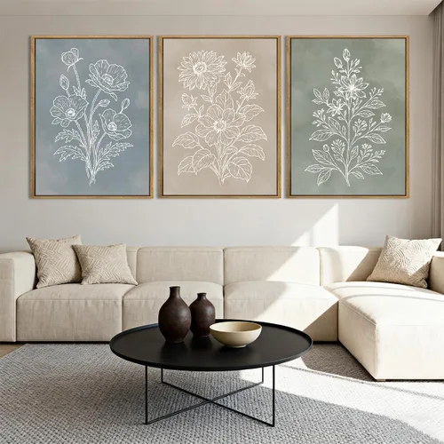 Vista 5 de Anyzal Arte botánico de pared de granja, pintura floral, arte bohemio de plantas para sala de estar, dormitorio, comedor, 12 x 16 pulgadas, juego