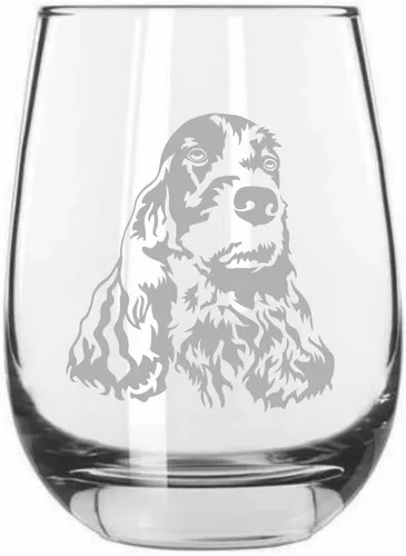 Vista 174 de Shar Pei (chino) - Vaso de vino sin tallo grabado para perro, 15.25 onzas