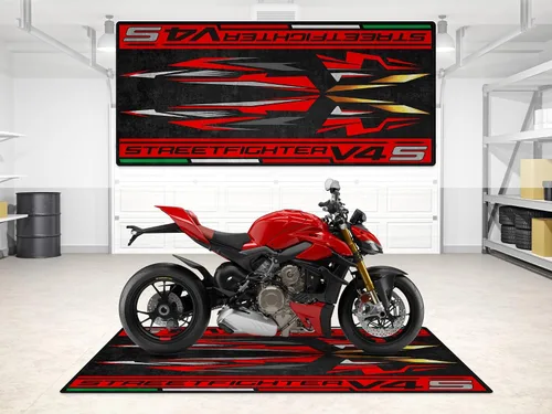 Vista 9 de Tapete de estacionamiento para modelos de motocicleta Streetfighter V4 S, tapete para exhibir y para pozo, lavable, antideslizante, para garaje