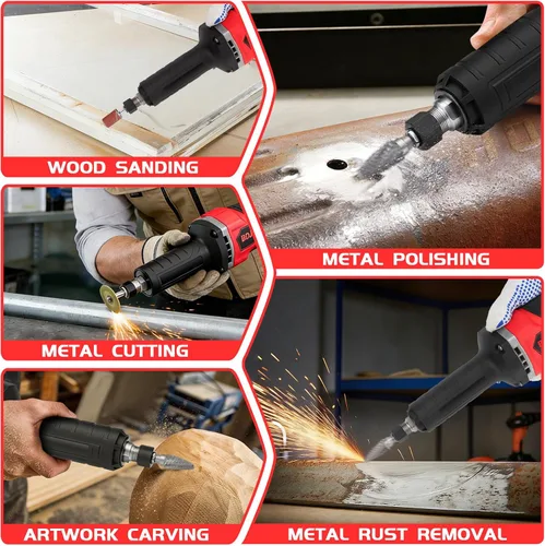 Vista 7 de Amoladoras inalámbricas para batería Milwaukee M18 de 18 V, motor sin escobillas de hasta 25000 RPM, pinza de 1/4 pulgadas para pulido, corte