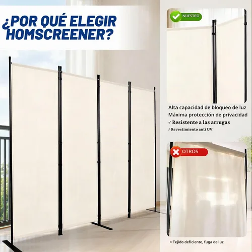 Vista 4 de Pantalla de pared divisora de habitación de 4 paneles de ancho para Beige