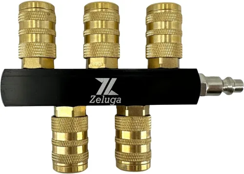 Vista 9 de Zeluga 22-161 Colector de aire de 3 vías con acoplador de conexión rápida NPT de 1/4 pulgadas, divisor de aire neumático industrial, conector