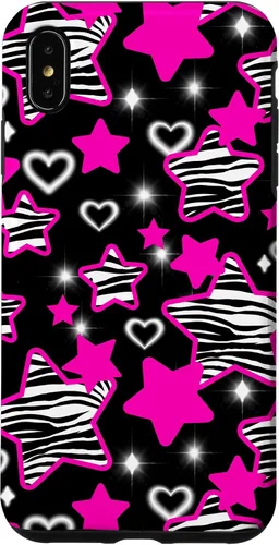 Vista 11 de Carcasa para iPhone 16 McBling Estética Zebra Print Stars Hearts Rosa Negro Y2K