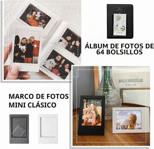 Vista 6 de CAIYOULE - Funda para cámara instantánea Fujifilm Instax Mini EVO, color negro Protective Camera Accessories Kit for Instax Mini EVO with Picture
