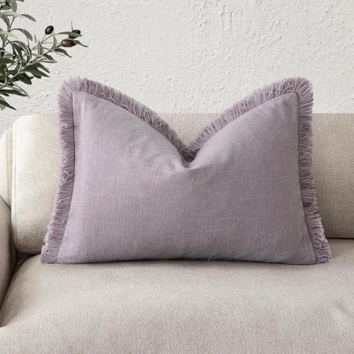 Vista 79 de Foindtower Fundas de almohada decorativas de lino con flecos, acogedora funda de cojín bohemia estilo farmhouse con borlas, funda de almohada Verde