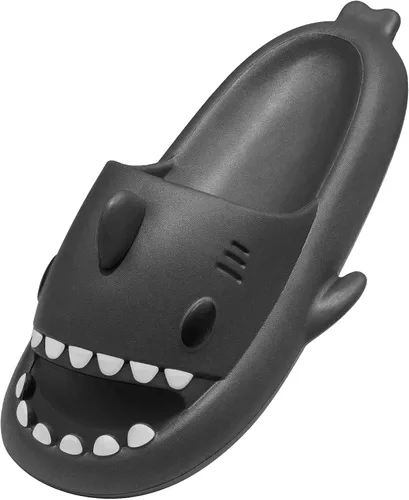 Vista 4 de Metogo Cloud Shark - Pantuflas antideslizantes con punta abierta para adultos, mujeres y hombres, lindas sandalias ligeras en la playa y ducha