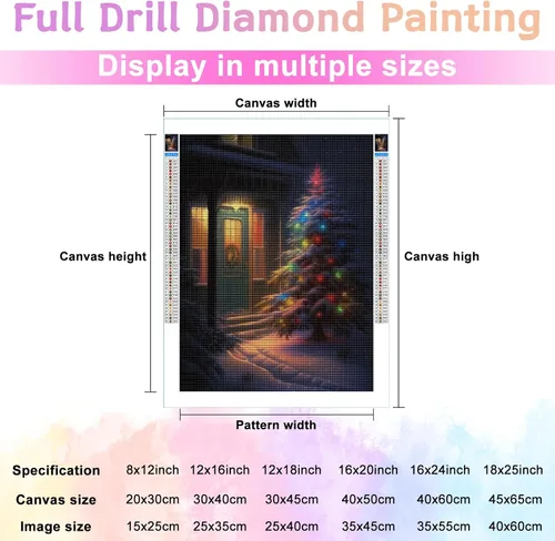 Vista 2 de Kits de pintura de diamantes para adultos, bricolaje 5D para el día de Navidad, kit de pintura de diamantes de taladro completo, arte de diamantes