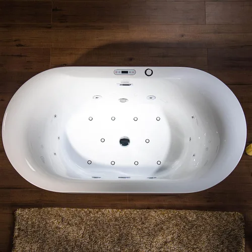 Vista 9 de WOODBRIDGE 59" × 31-1/2" Hidromasaje compacto y aire, bañera de remojo climatizada Whirlpool & Air Bubble Jets (16 Jets), Adjustable Air Blower