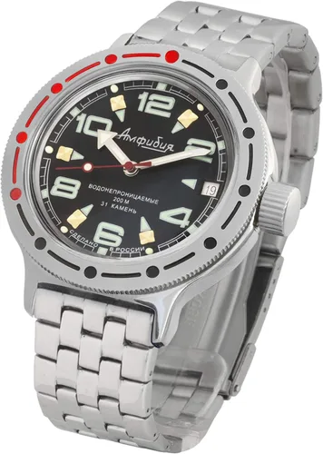 Vista 2 de Vostok Amphibian - Reloj de pulsera automático para hombre con cuerda automática para buceo militar anfibia reloj de pulsera 334335 420334 acero 710