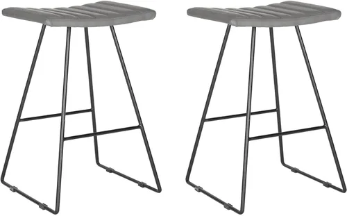 Vista 8 de Safavieh Home Collection Akito Mid-Century - Taburete de mostrador blanco moderno de 26 pulgadas
