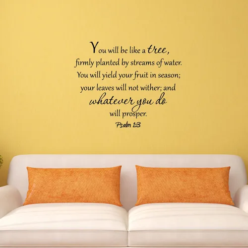 Vista 3 de VWAQ VWAQ-30644 You Will Be Like a Tree - Vinilo decorativo para pared, color negro