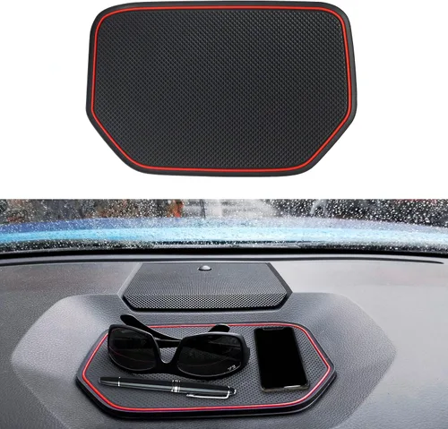 Vista 9 de Tapete de cubierta de tablero para Toyota Tundra accesorios 2014 2015 2016 2017 2018 2019 2020 2021 material de silicona interior almohadilla Negro